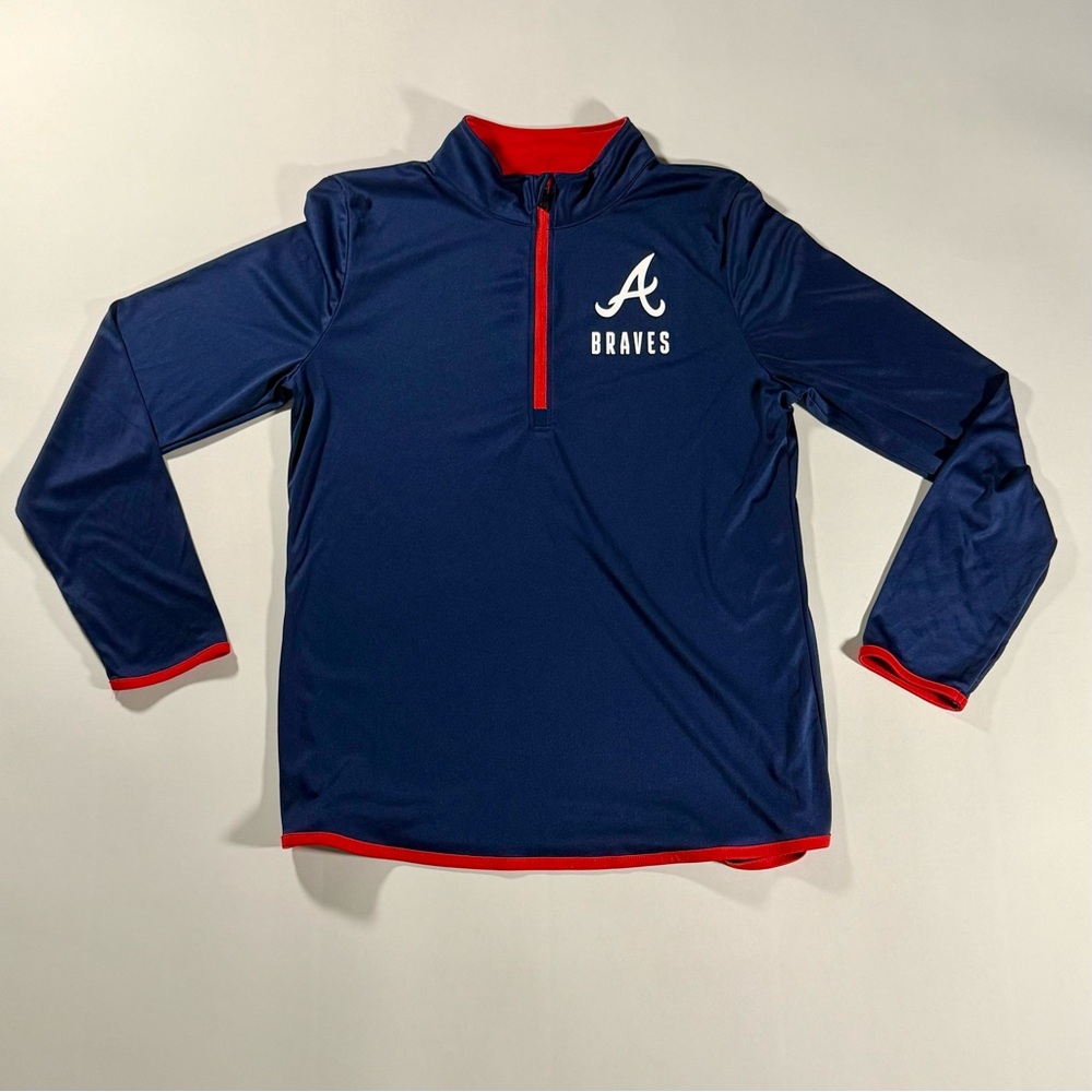 Fanatics Atlanta Braves MLB Blue Quarter Zip Pullover Jacket Large